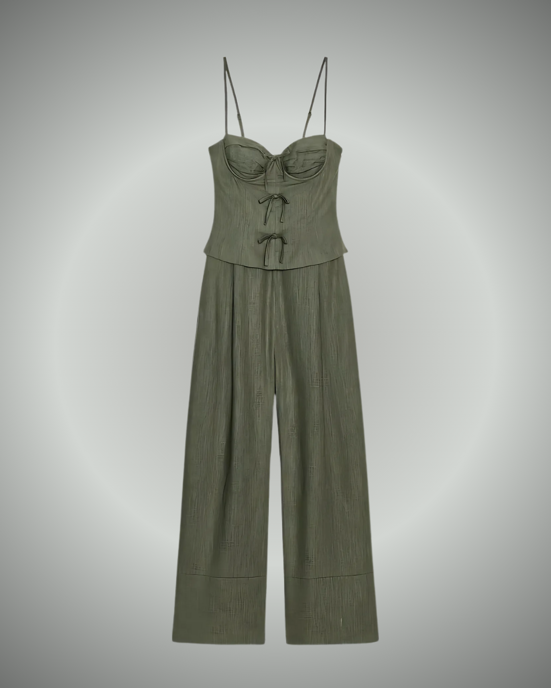 Conjunto de Lino Holgado con Tirantes Ajustables para Mujer