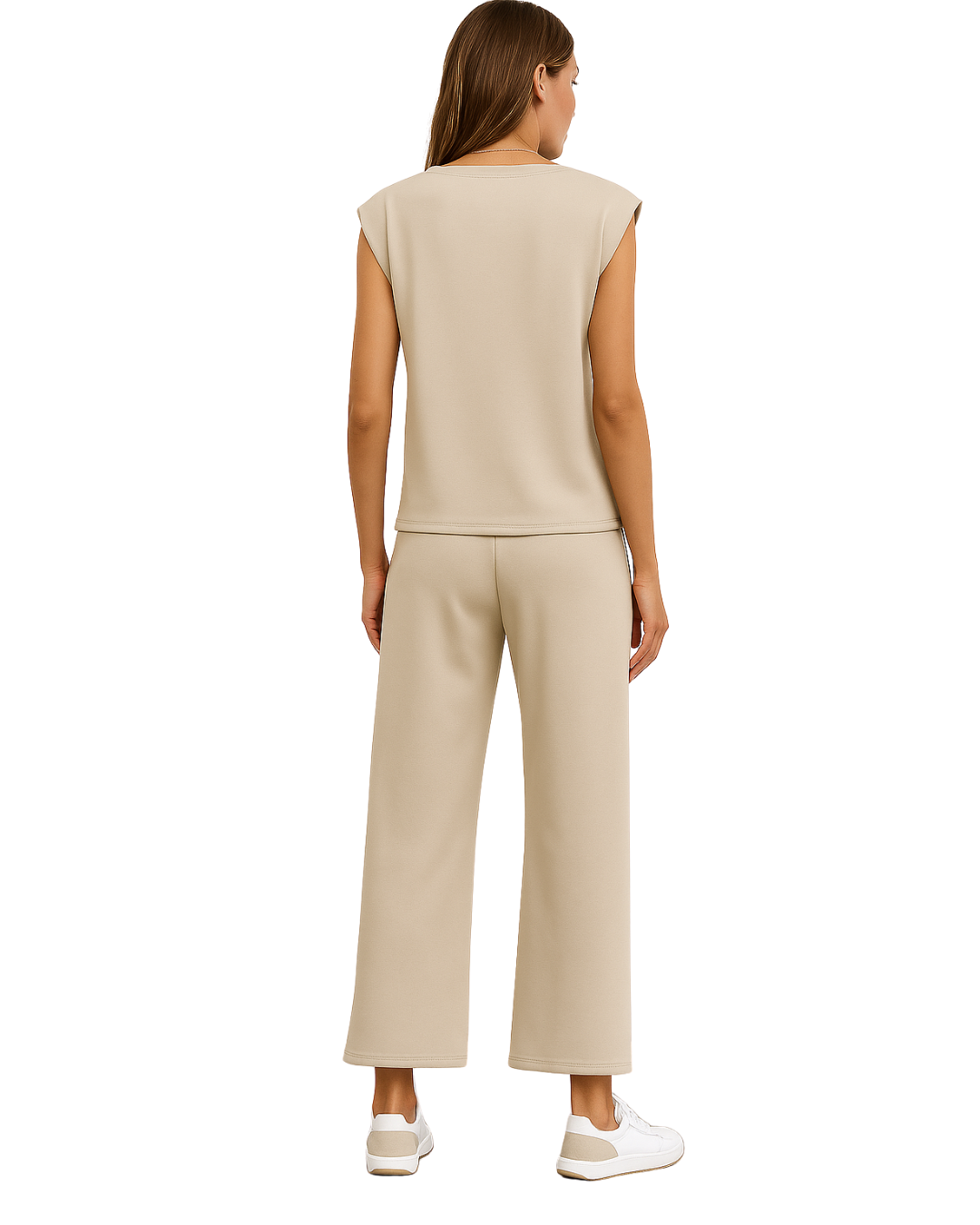 Conjunto de Dos Piezas de Top y Pantalón Corto Ancho con Mangas Cortas para Mujer