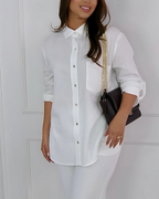 Conjunto de Cárdigan de Manga Larga con Bolsillo y Pantalón Ancho de Cintura Alta