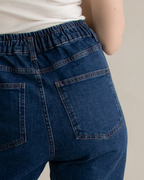 Pantalón Mom Fit con Cintura Elástica y Dobladillo Enrollado para Mujer