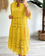 Vestido de encaje con mangas y botones delanteros®