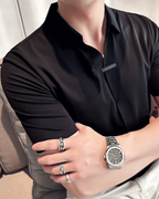 Polo para hombre con alta elasticida suave y resistente a las arrugas en color liso