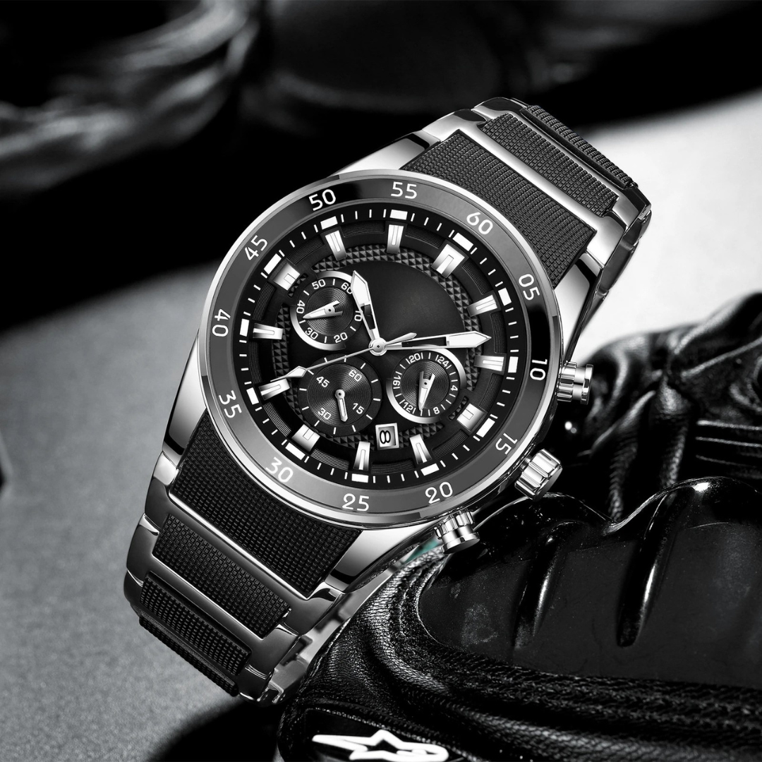 Reloj de cuarzo multifuncional resistente al agua para hombre