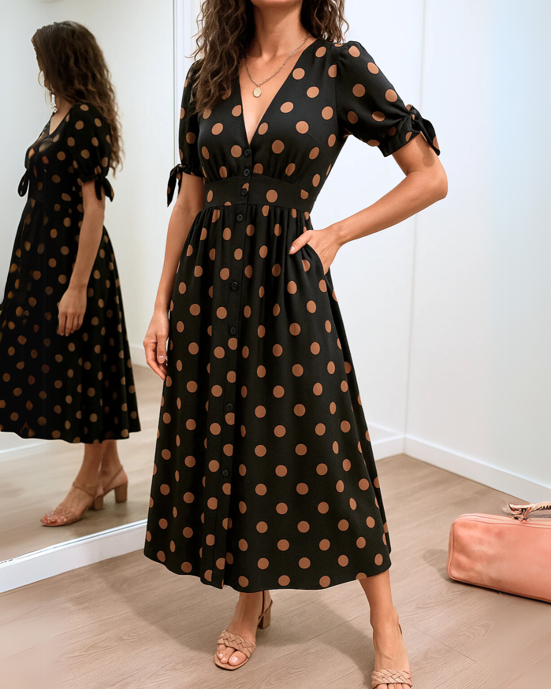 Vestido de lunares con escote en V cruzado®