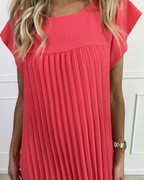 Vestido Largo de Pliegues y Mangas Acampanadas