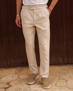 Pantalón Casual Unicolor con Hebilla en la Cintura para Hombre