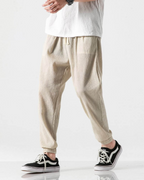 Pantalón de Lino con Cintura Elástica Estilo Cómodo y Versátil