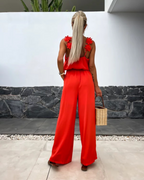 Mono Largo con Tirantes Florales y Escote en V para un Look Elegante y Relajado®