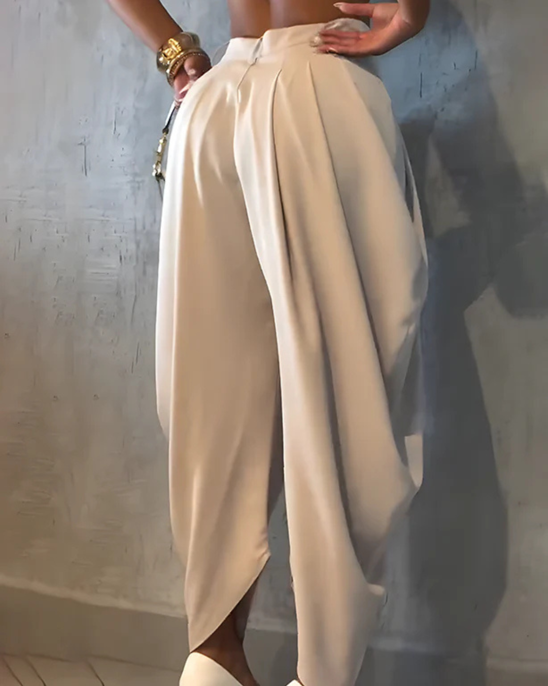 Pantalones informales de cintura alta y fruncido suelto para mujer®