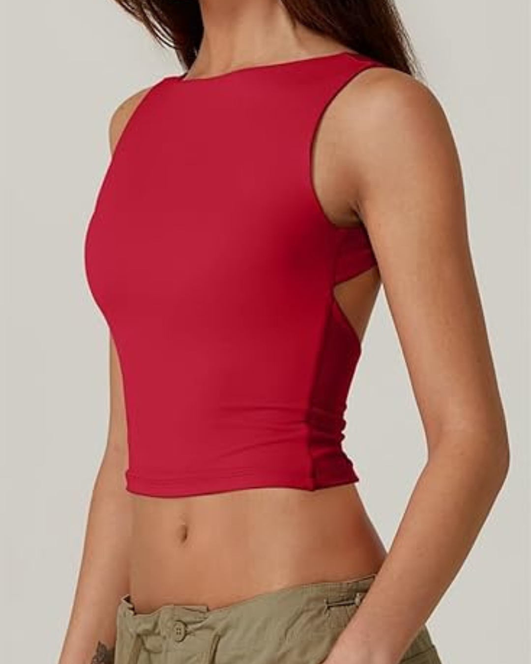 Top corto sin mangas con espalda abierta