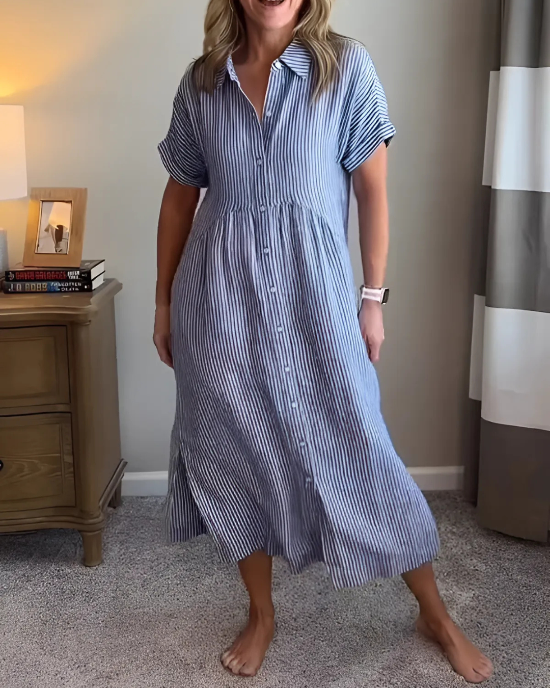 Vestido Camisero Holgado con Bolsillos