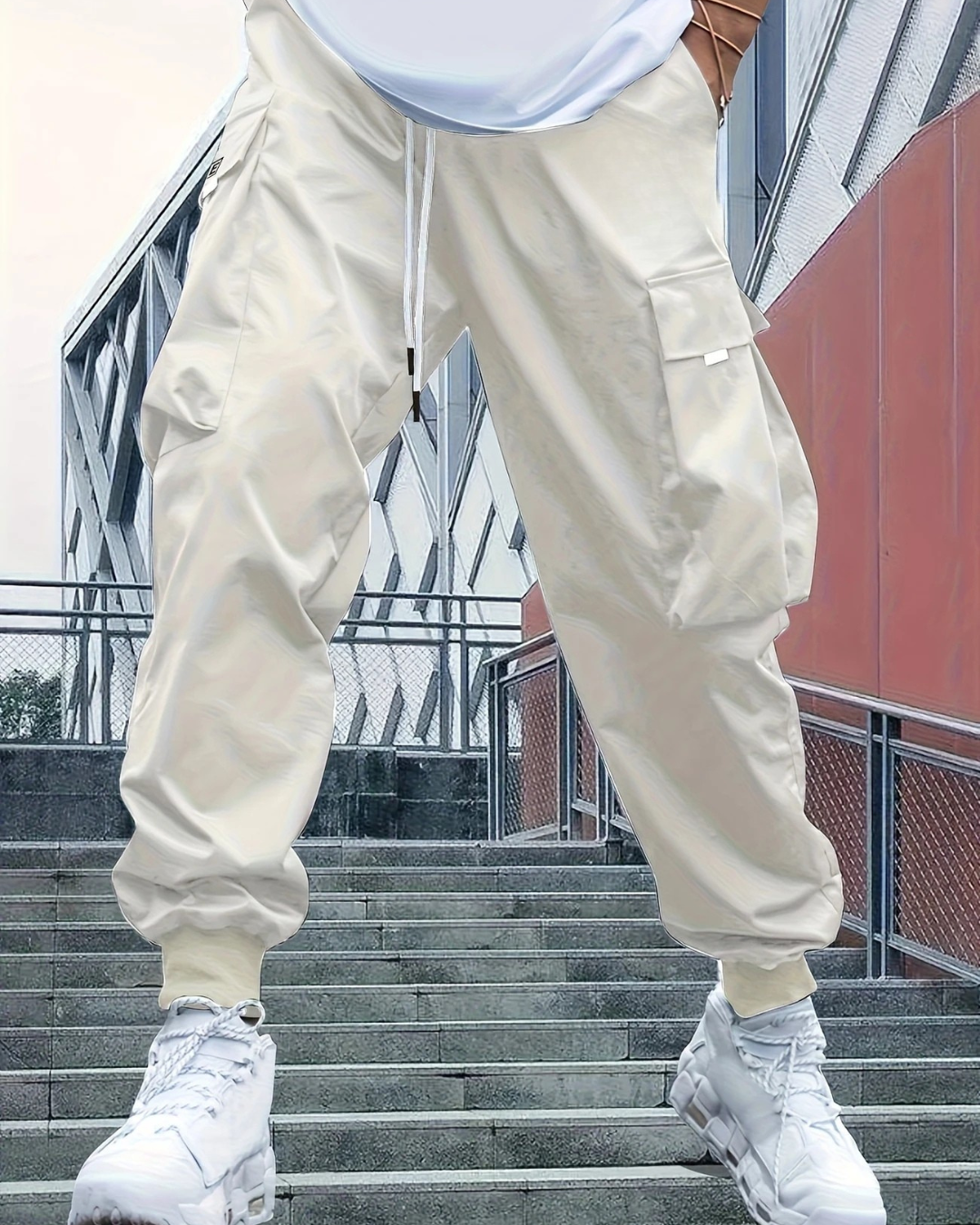 Pantalón cargo con cintura de cordón ajustable para Hombre