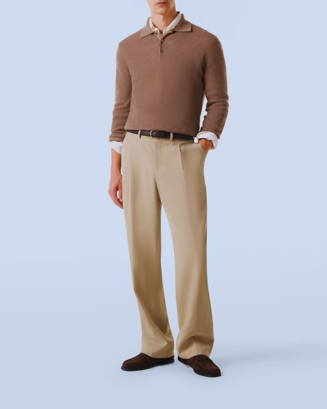 Polo de mangas largas en punto para hombre