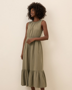 Vestido sin Mangas para Mujer en Lino con Volantes Ligero®