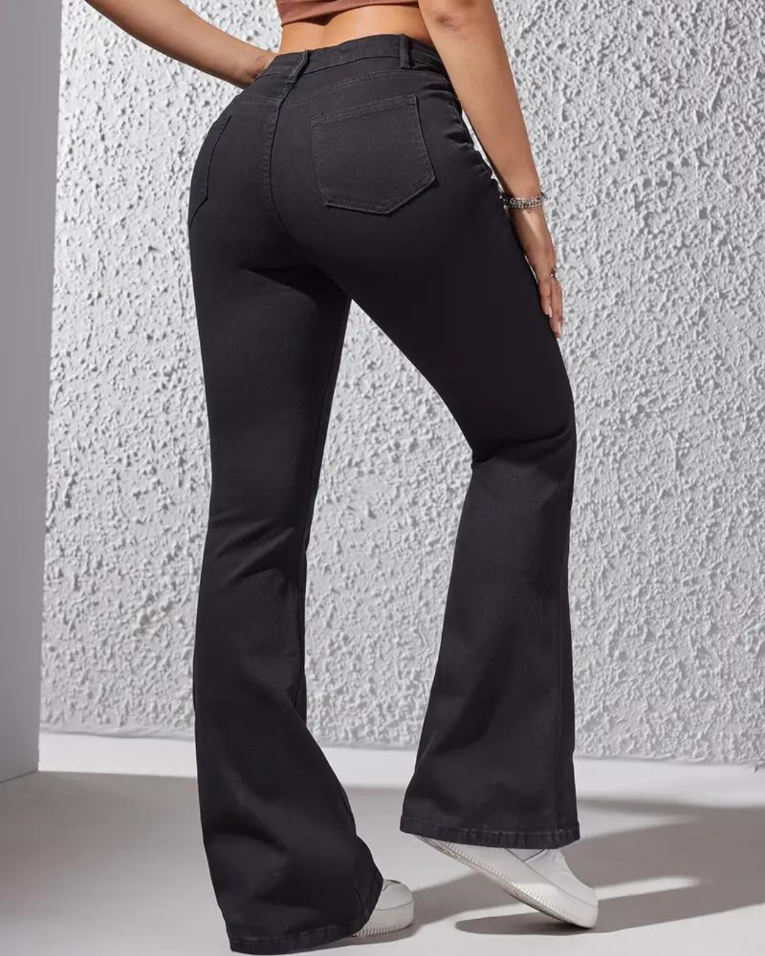 Pantalón Claro Corte Alto Estilo Campana