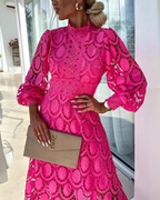 Vestido Largo de Encajes con Maga Estilo Farol