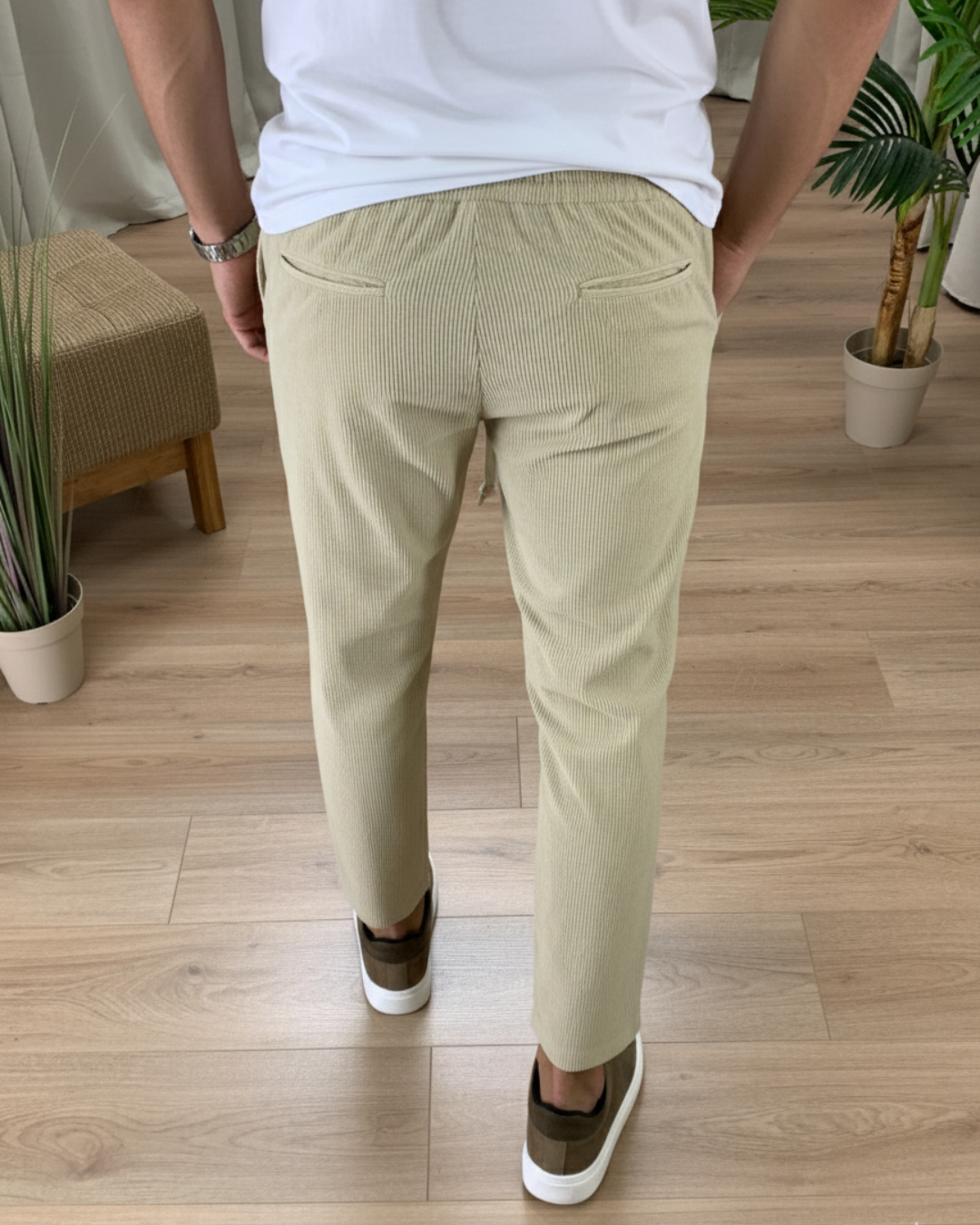 Pantalones de Corte Recto con Cintura Ajustable de Cordón para Hombres®