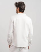 Conjunto Masculino en canalé con camisa abotonada y pantalón recto