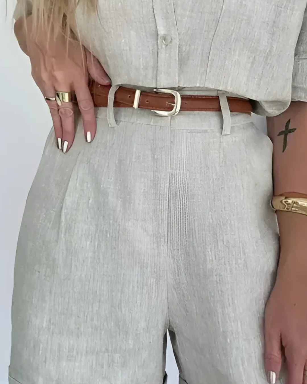 Conjunto de Camisa y Short de Lino para Mujer