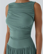 Vestido largo holgado con escote en pato