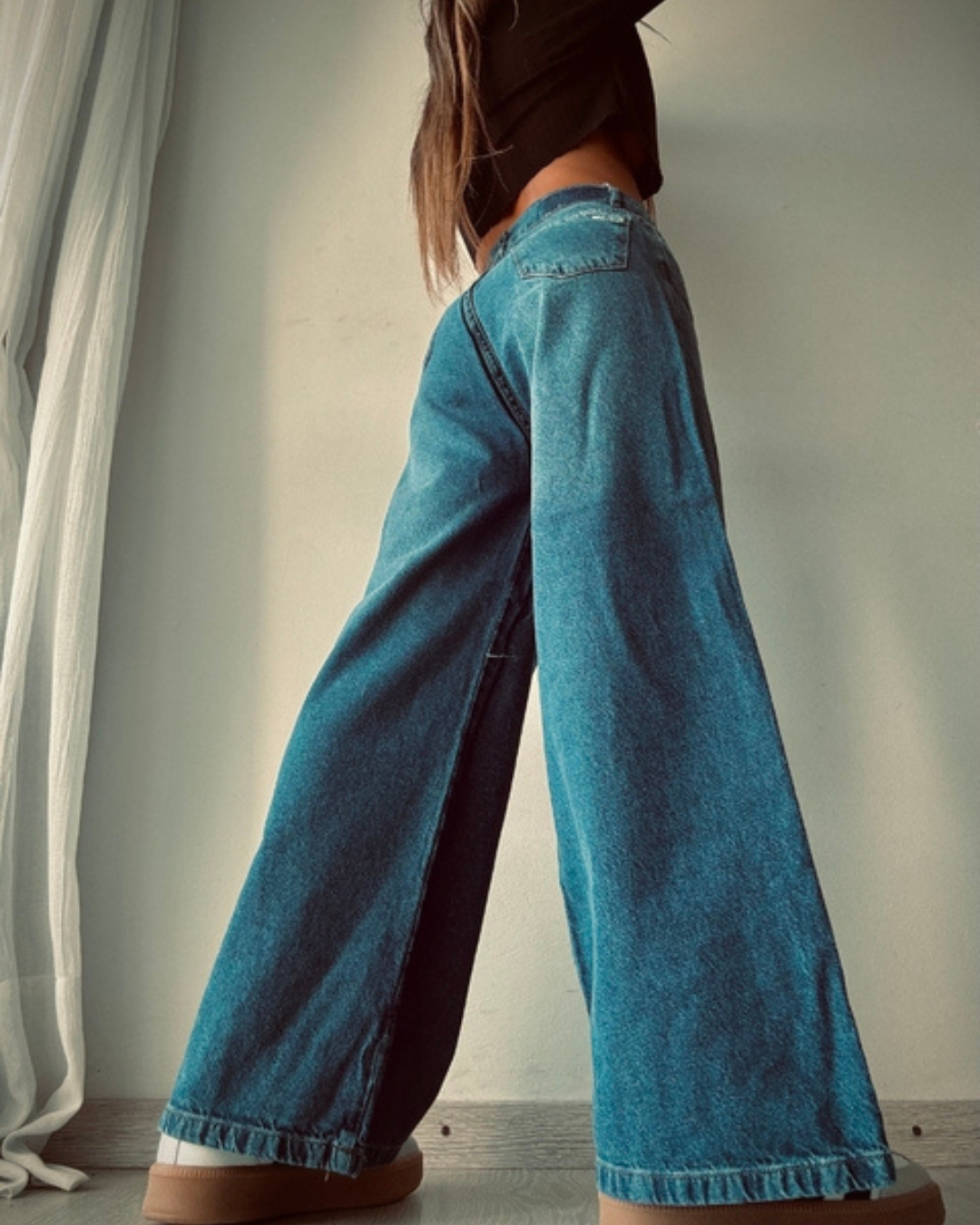 Vaqueros Ligeros de Pierna Ancha con Cintura Alta y Estilo Relajado®