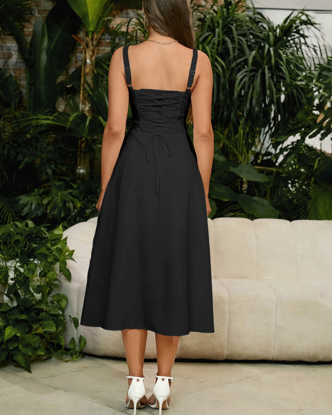 Vestido Elegante con Corset y Tiras Anchas  Estilo Sofisticado y Femenino