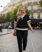 Elegante conjunto de top y pantalón con cuello en V®