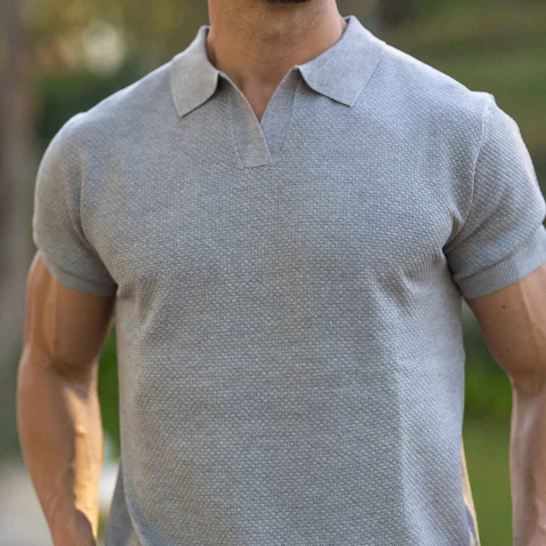 Polo Casual de Manga Corta con Tejido Texturizado para Hombre