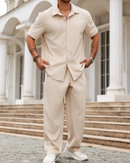 Conjunto informal de camisa de manga corta y pantalones para hombre®