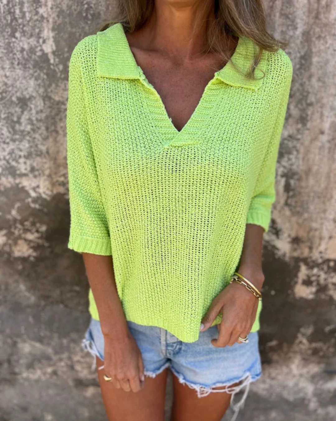 Suéter Calado de Verano con Cuello Tipo Polo®
