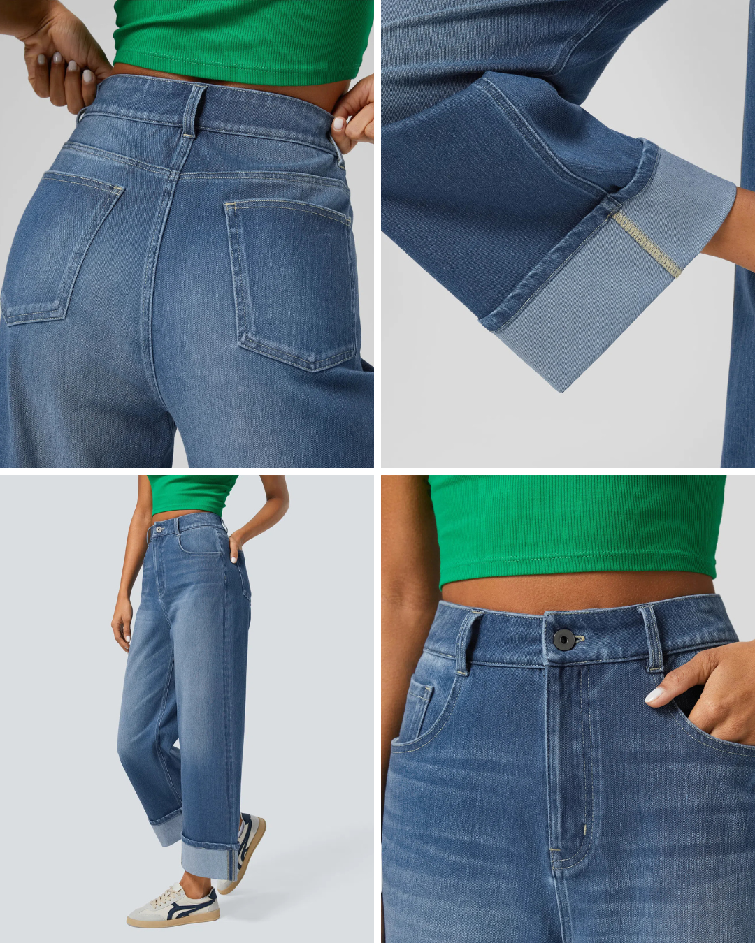 Pantalón con Cintura Alta y Botas Anchas®