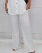 Conjunto de Cárdigan de Manga Larga con Bolsillo y Pantalón Ancho de Cintura Alta