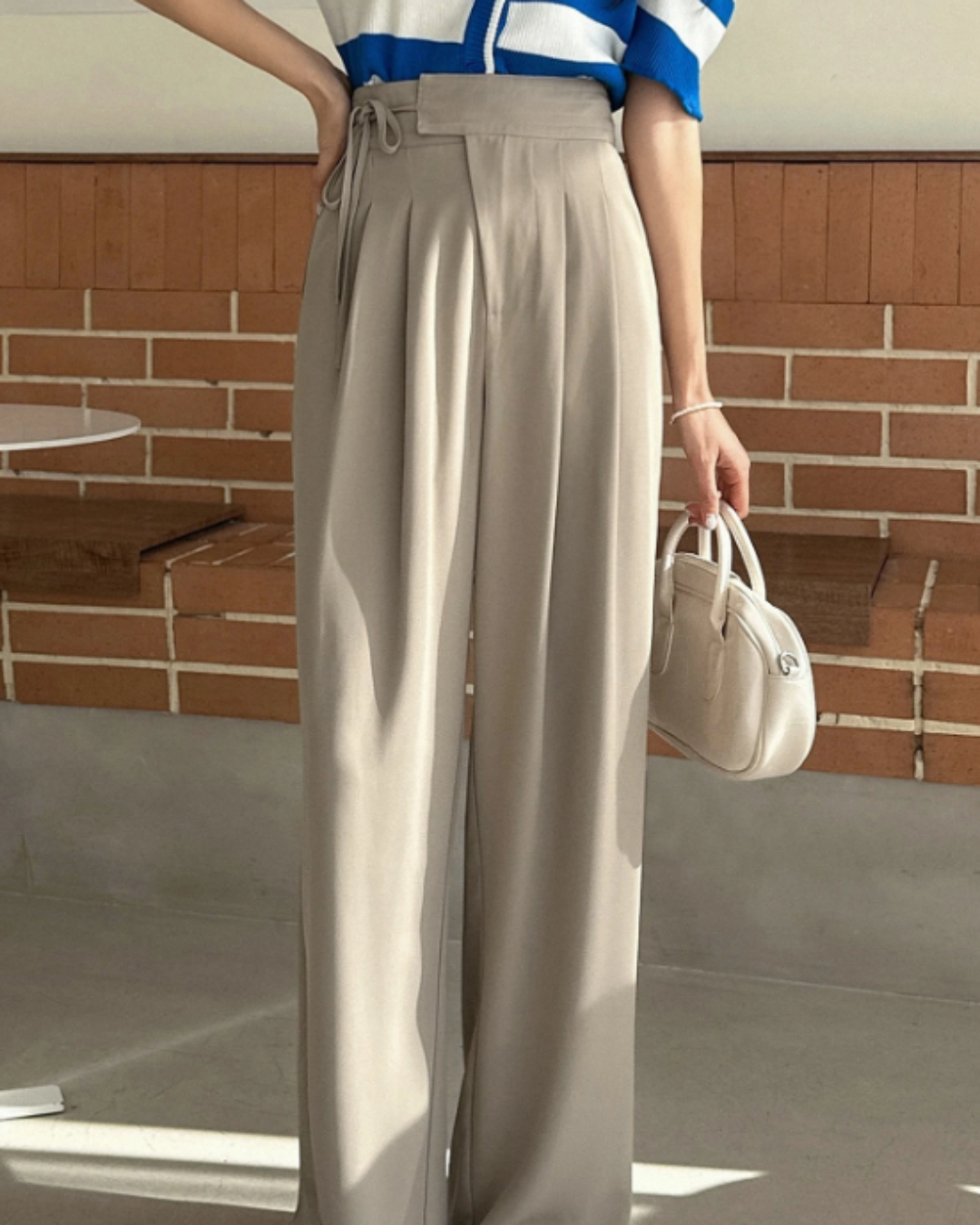 Pantalones holgados de cintura alta ajustable