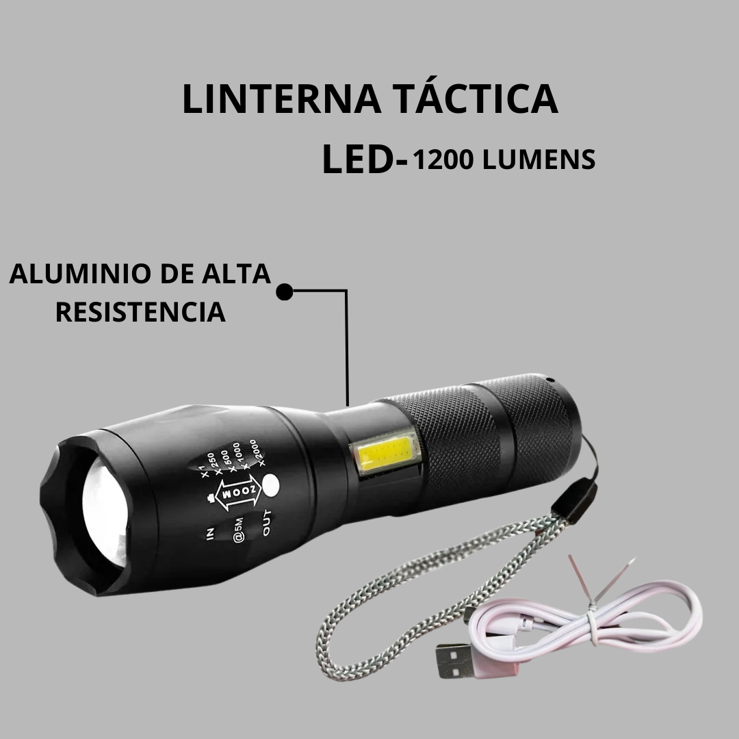 Linterna Táctica de Alta Potencia con Luz LED (OFERTA 2X1)