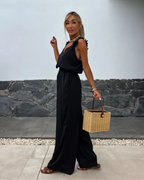 Mono Largo con Tirantes Florales y Escote en V para un Look Elegante y Relajado®