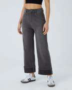 Pantalón con Cintura Alta y Botas Anchas para Mujer