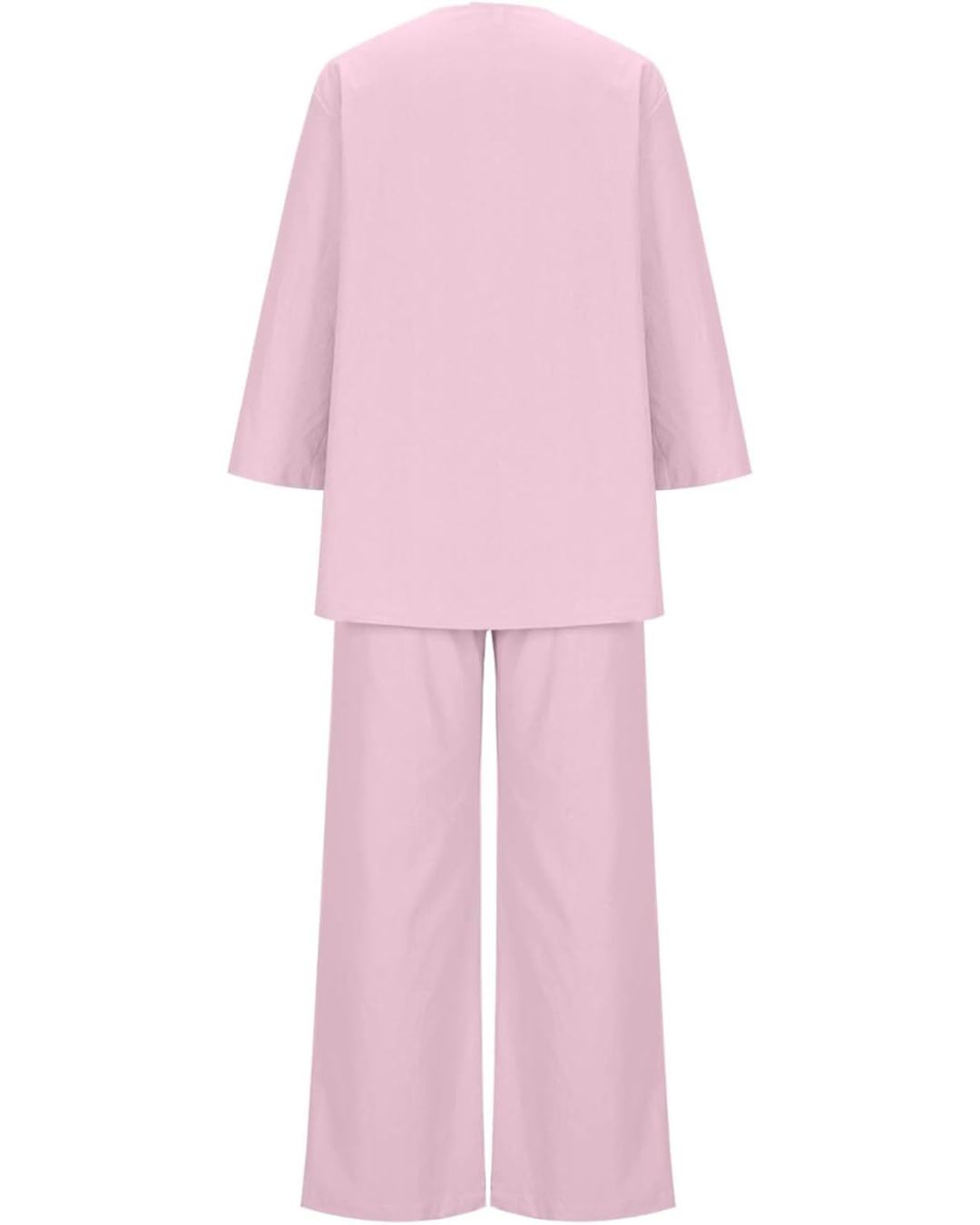 Conjunto Informal de Dos Piezas de Algodón y Lino Decorado con Botones para Mujer®