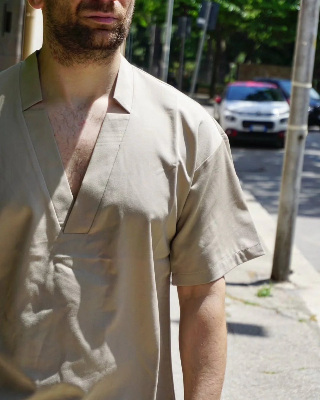 Conjunto De Short y Camisa 3/4 con Acabado en Lino para Hombres