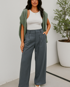 Pantalón de vestir cintura alta y corte recto para mujer