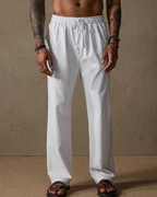 Pantalón con Corte Recto y Cintura Ajustable de Lino para Hombre