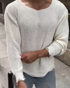 Suéter Holgado de Manga Larga con Cuello Redondo Grande para Hombre