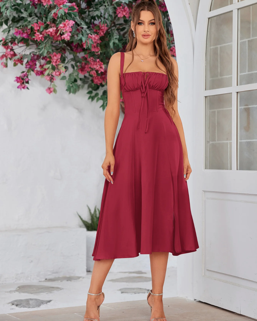 Vestido Elegante con Corset y Tiras Anchas  Estilo Sofisticado y Femenino