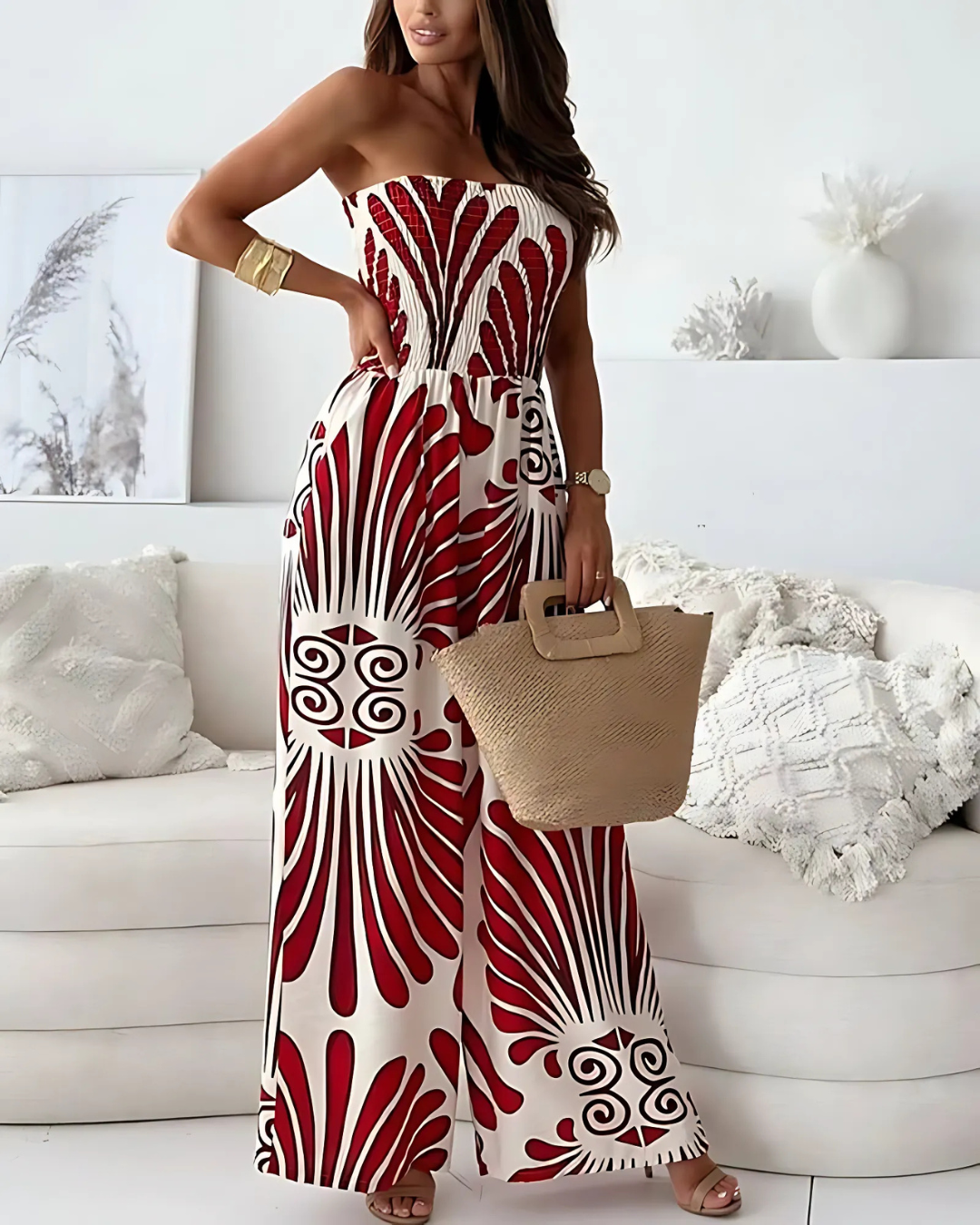 Mono con volantes sin tirantes