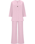 Conjunto Informal de Dos Piezas de Algodón y Lino Decorado con Botones para Mujer®