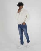 Jersey de cuello alto de lana con manga larga para hombre