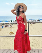 Traje de baño de Flores con falda acampanada