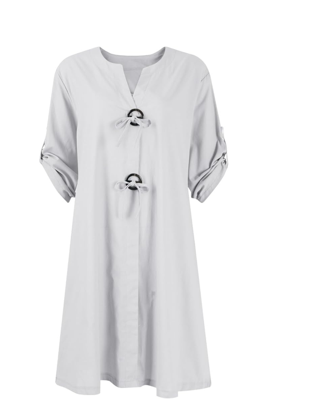 Vestido de lino con mangas largas y elegantes botones