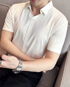 Polo para hombre con alta elasticida suave y resistente a las arrugas en color liso