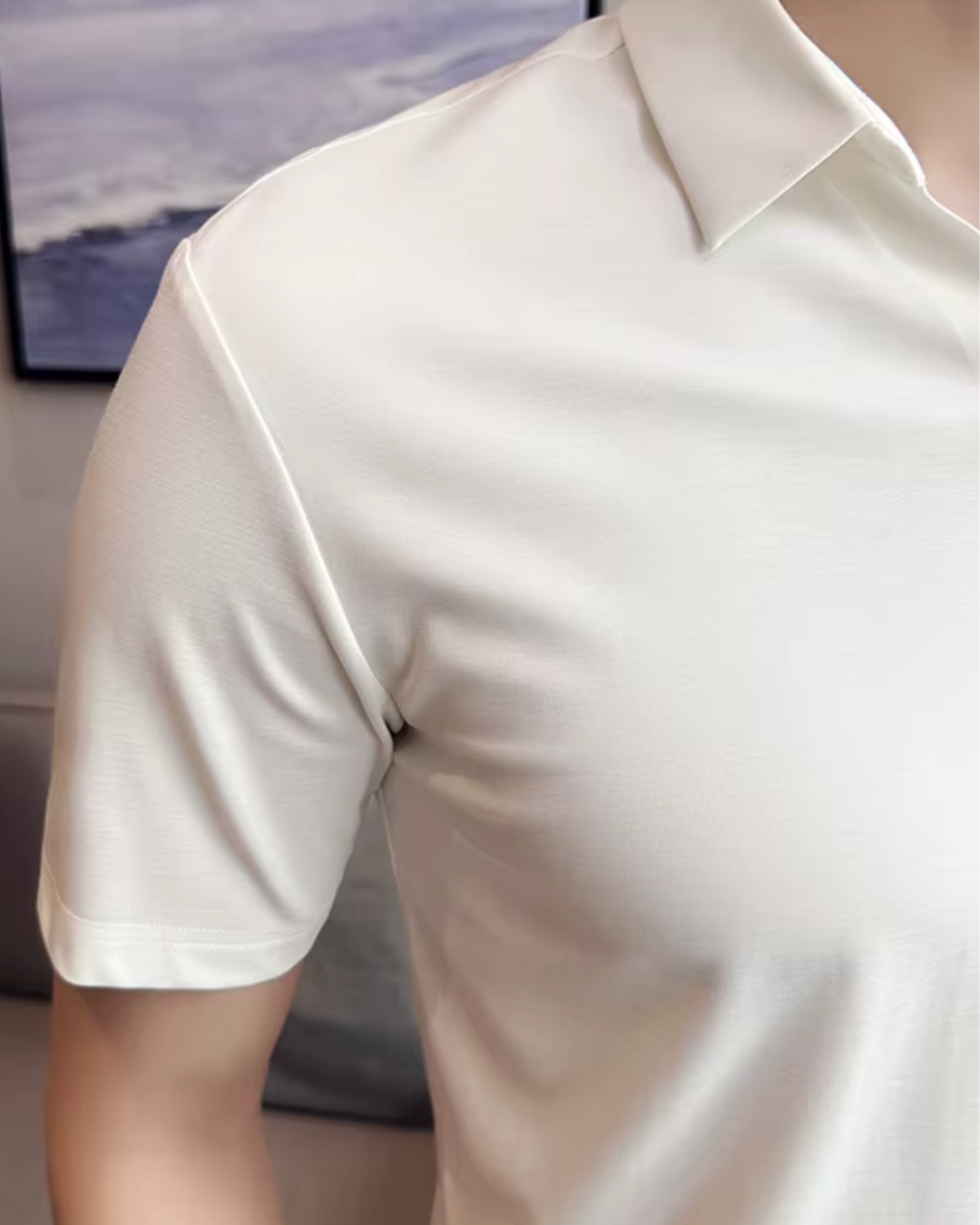 Polo para hombre con alta elasticida suave y resistente a las arrugas en color liso