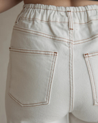 Pantalón Mom Fit con Cintura Elástica y Dobladillo Enrollado para Mujer